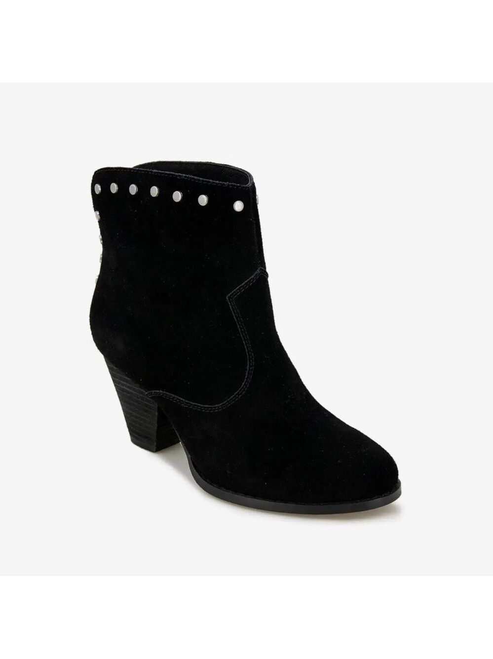 Splendid Esmae Black Suede Studded Block Heel Ankle Boots - NWT